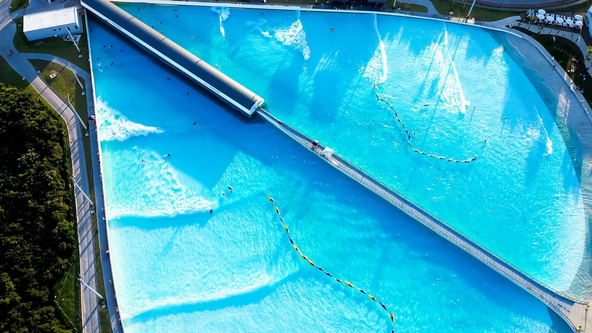 The surf lagoon seen from above